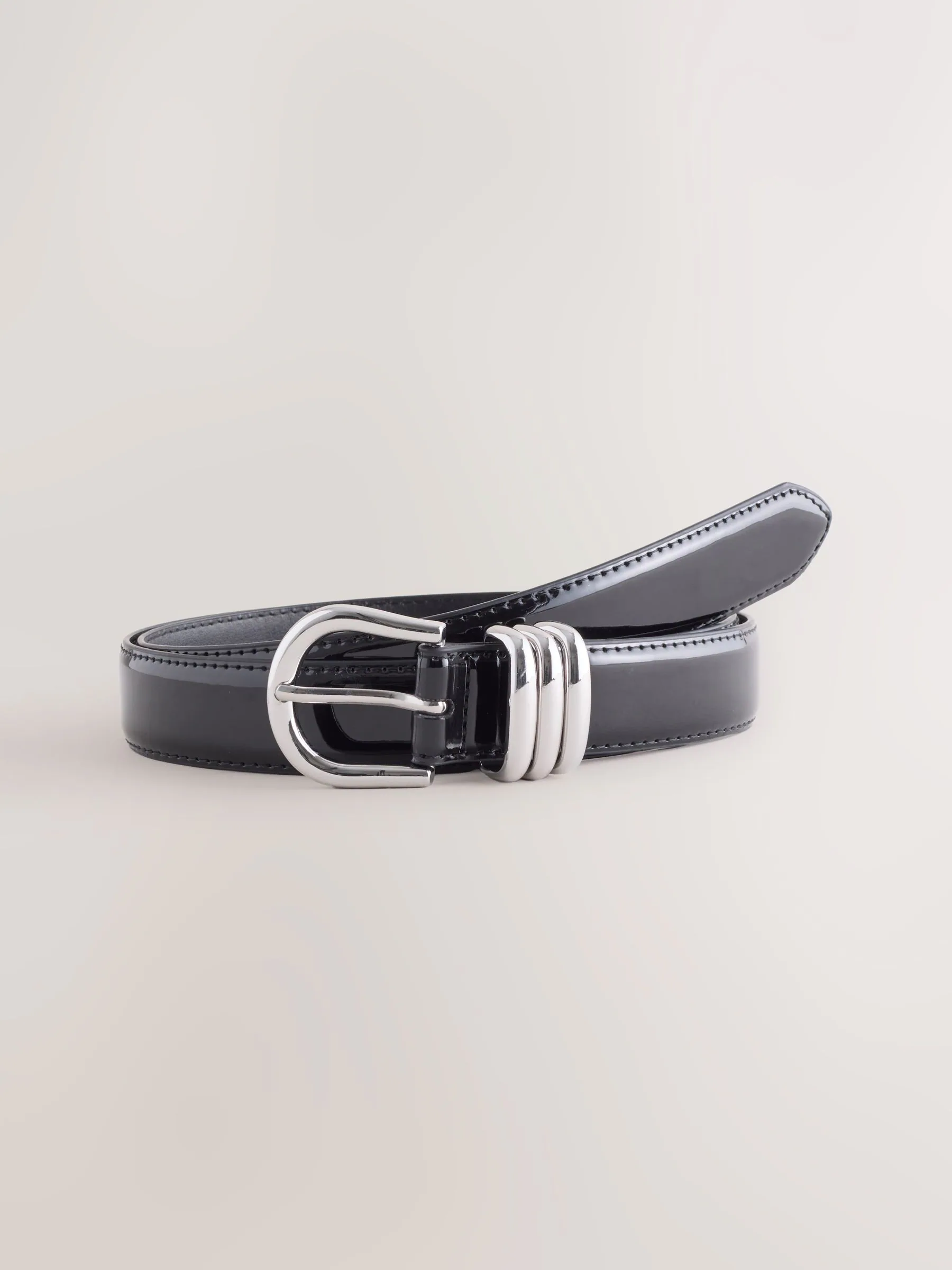 Zwart - High Shine Regular PU Belt