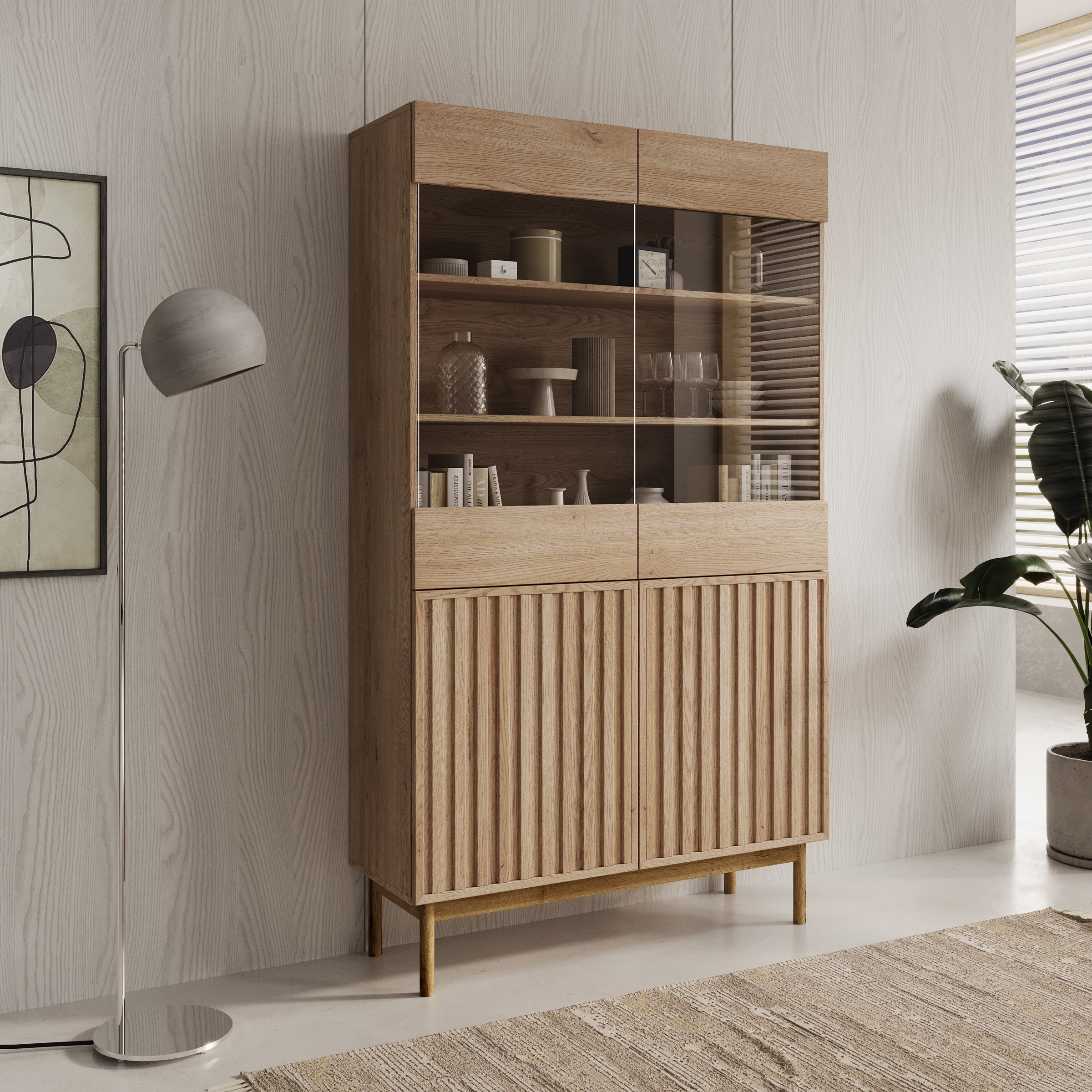 Storm - Vitrinekast - Eiken - 106x37x183 cm