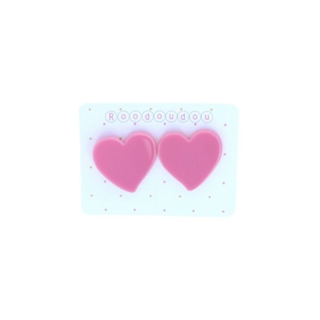 Boucles d'oreilles cœur rose Roodoudou