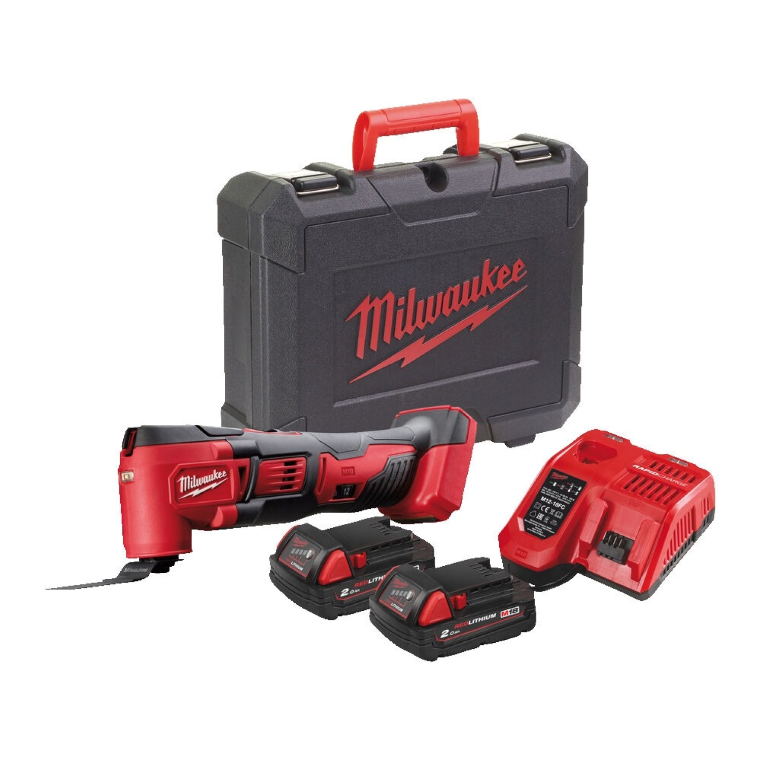 Milwaukee M18 BMT-421C 18V Li-Ion Accu multitool set (1x 4.0Ah & 1x 2.0Ah accu)   8 delige accessoireset in HD-Box