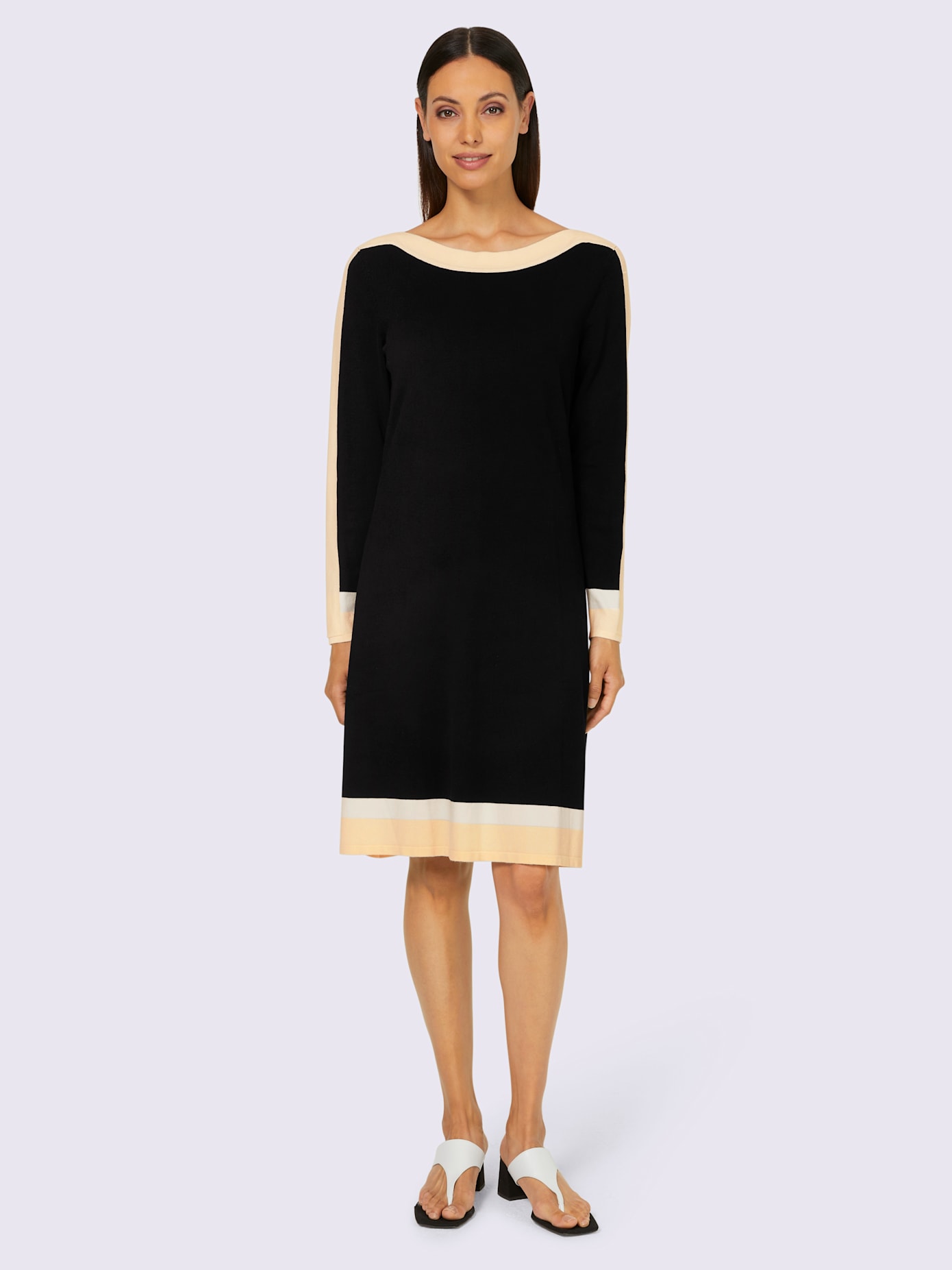 Robe en tricot détails contrastés
