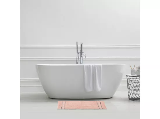 Tapis de bain déco en coton rose poudré 50x80cm