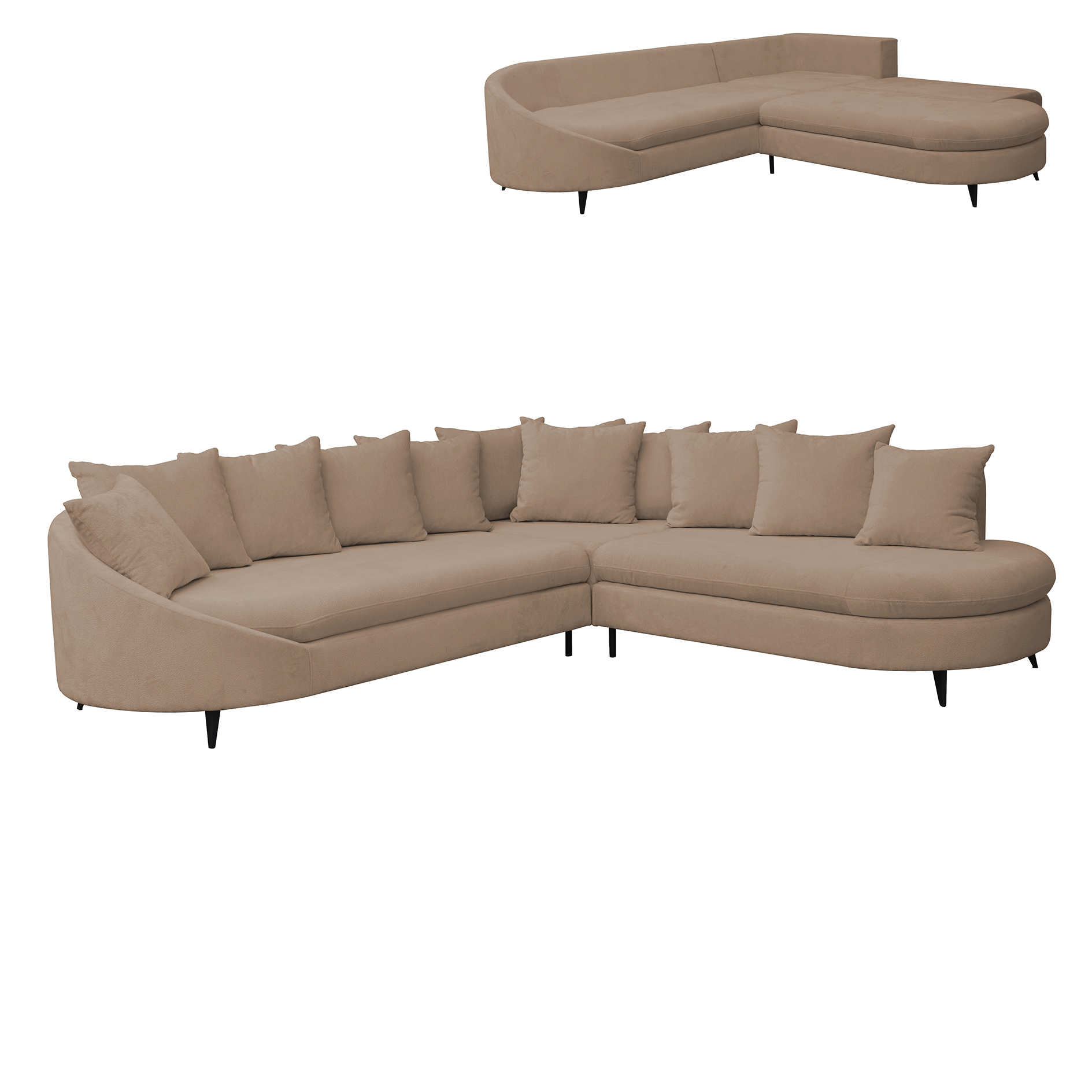 Ecksofa - antelope - mit Liegefunktion und Staukasten - Ottomane rechts