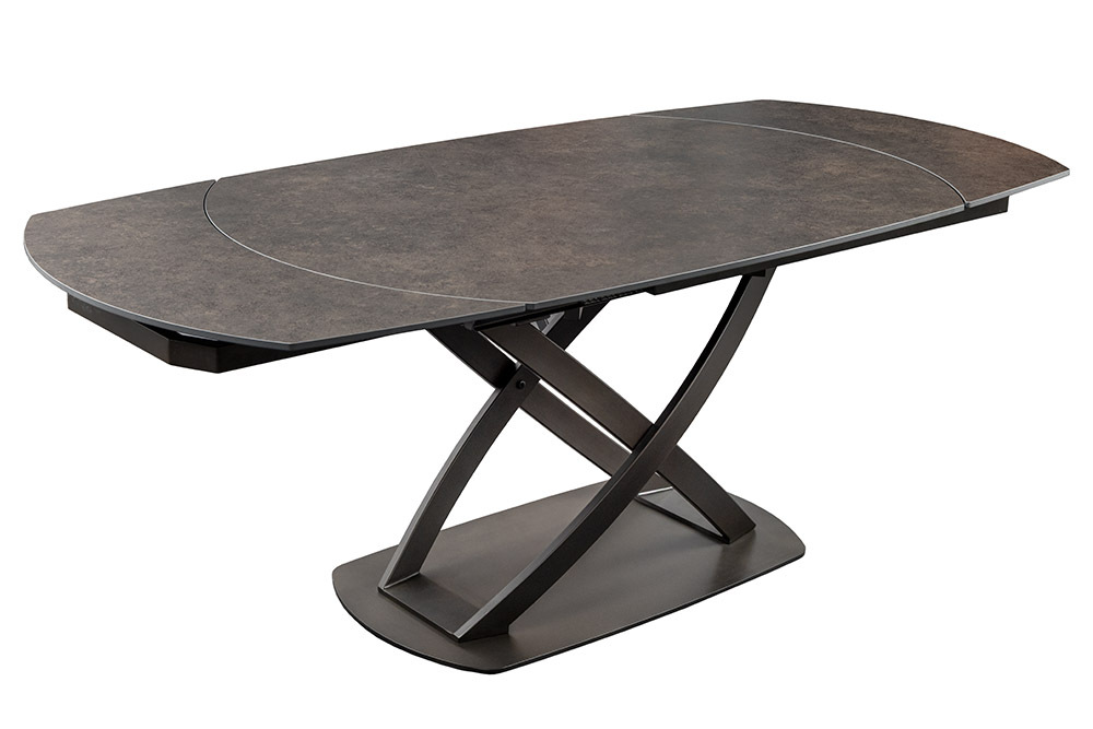 Ausziehbarer Esstisch INCEPTION 130-190cm rost  oval Keramik bronze Gestell