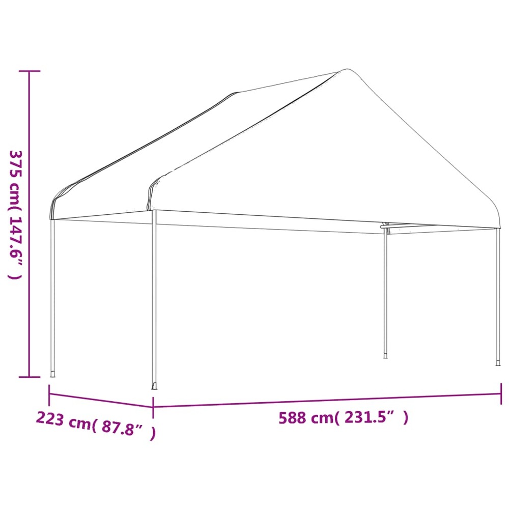 Belvédère avec toit blanc 11,15x5,88x3,75 m polyéthylène