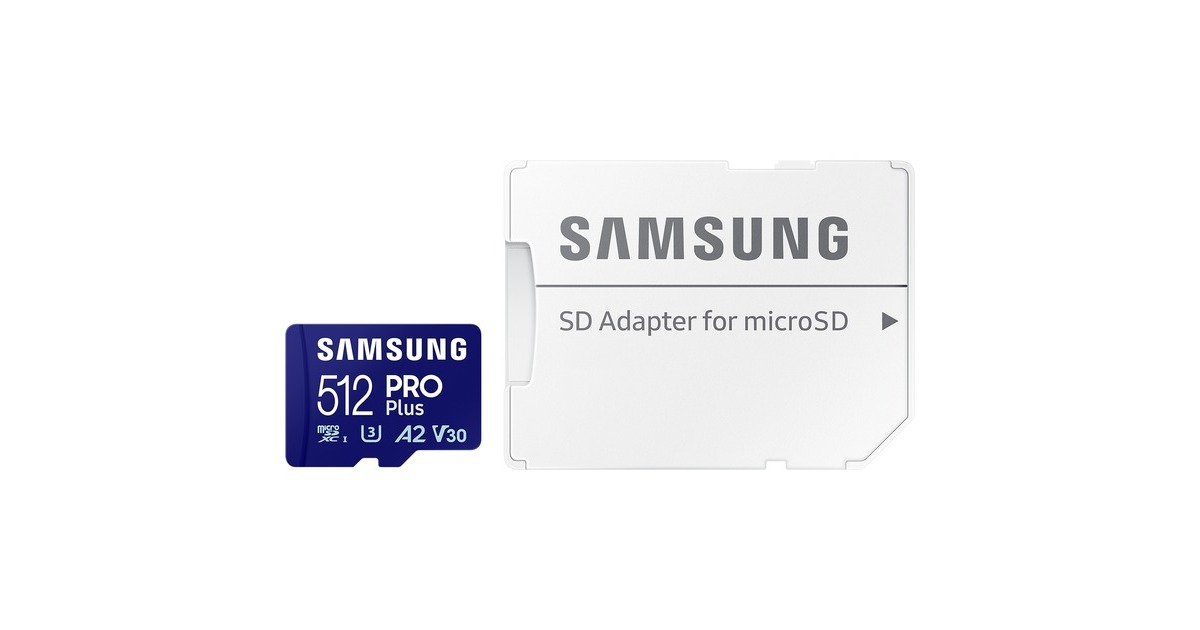 SAMSUNGPRO Plus 512 GB microSDXC (2023) geheugenkaart  (Blauw, UHS-I U3, Class 10, V30, A2)