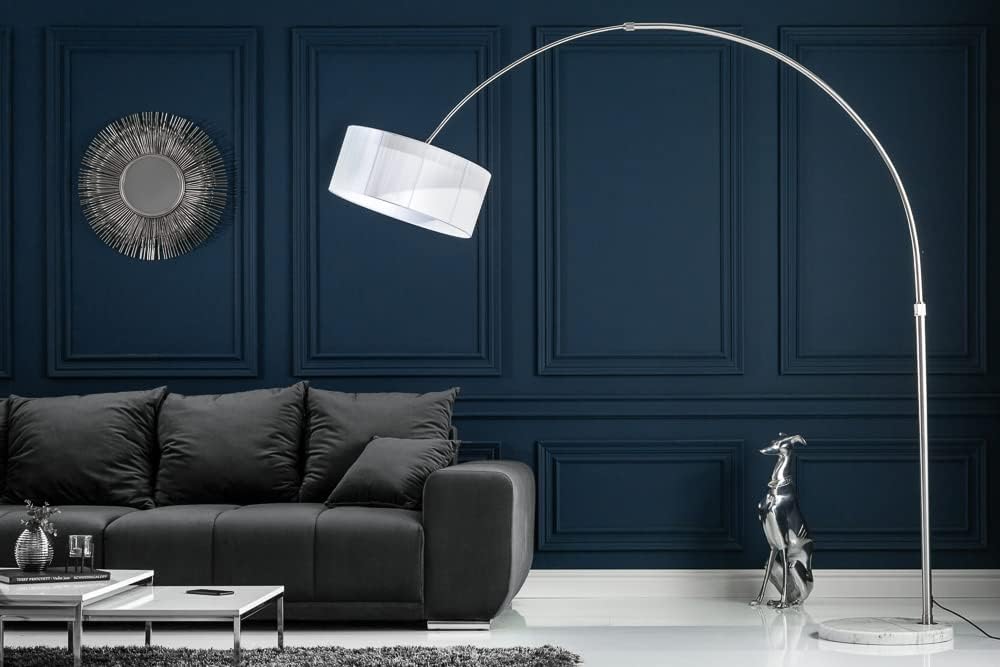 invicta INTERIOR Bogenleuchte EXTENSO weiß mit weißem Marmorfuß Bogenlampe