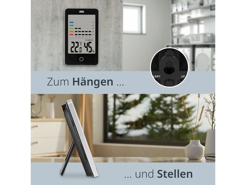 ADE Thermo-/Hygrometer digital Schwarz Digitales Thermo-/Hygrometer mit Schimmelalarm
