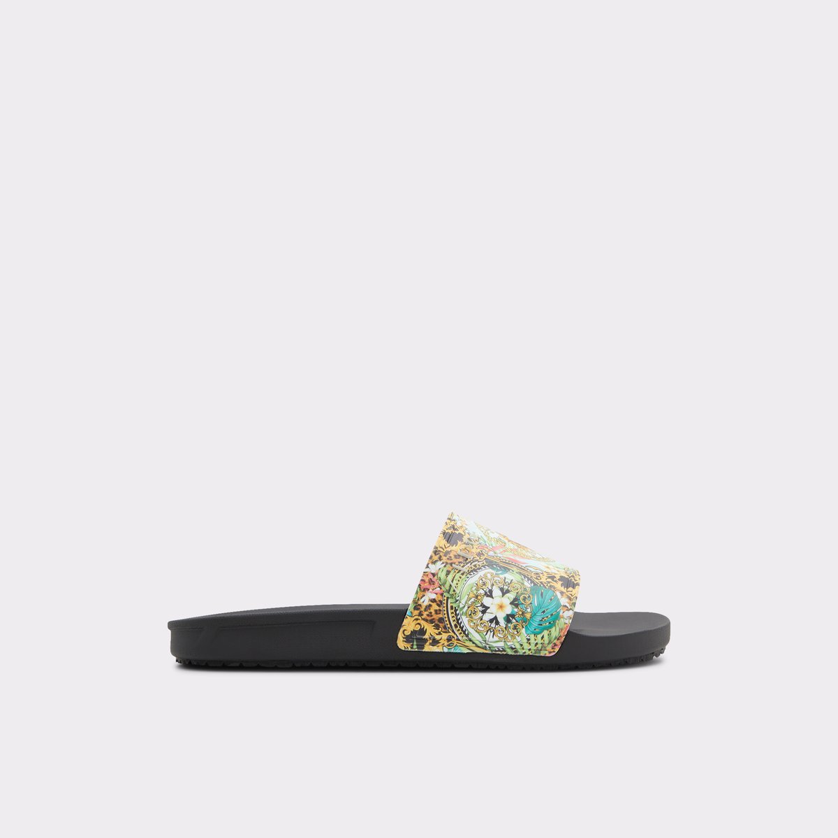 Dinmore Black Synthetic Print Men Slides