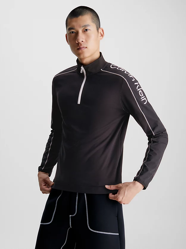 Blusa de treino com zíper de três quartos