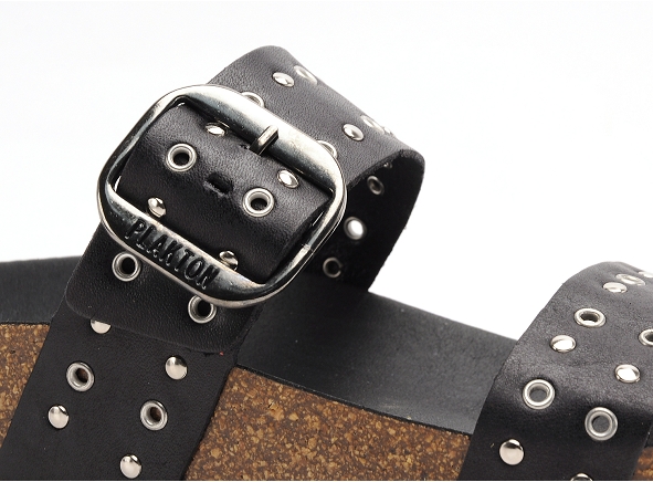 Plakton mules et sabots plats femme met rock noir