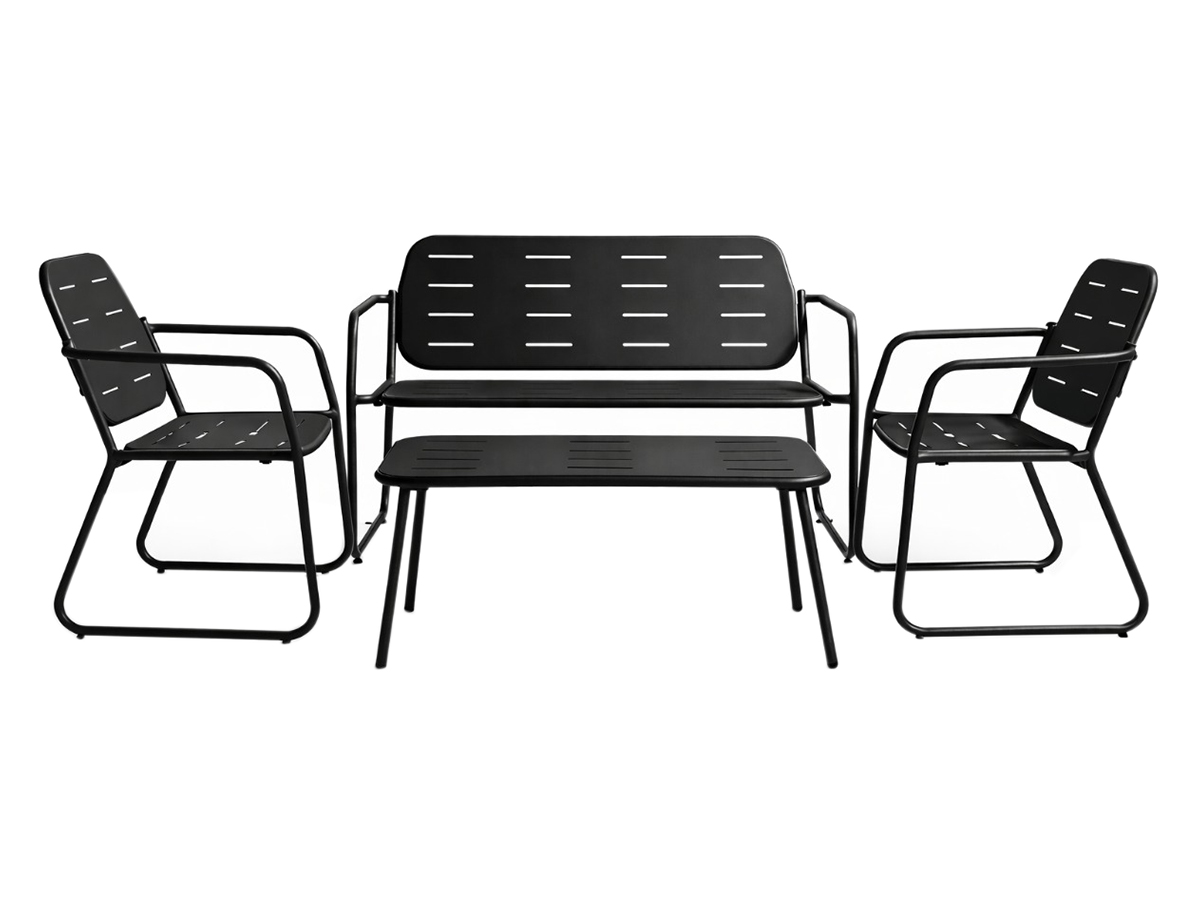 HEM 4-persoons stalen loungeset - Black
