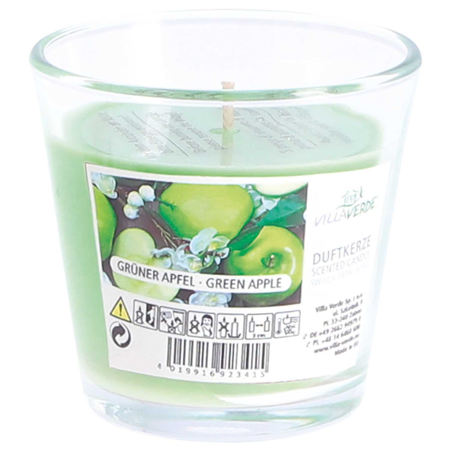 Duftkerze im Glas grüner Apfel Höhe 7,5 cm
