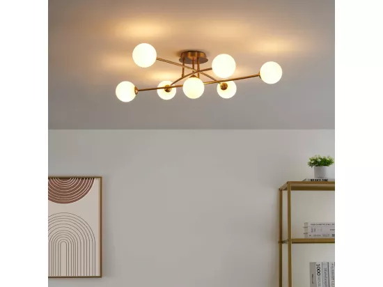 Plafonnier tendance métal et verre blanc - Estrela