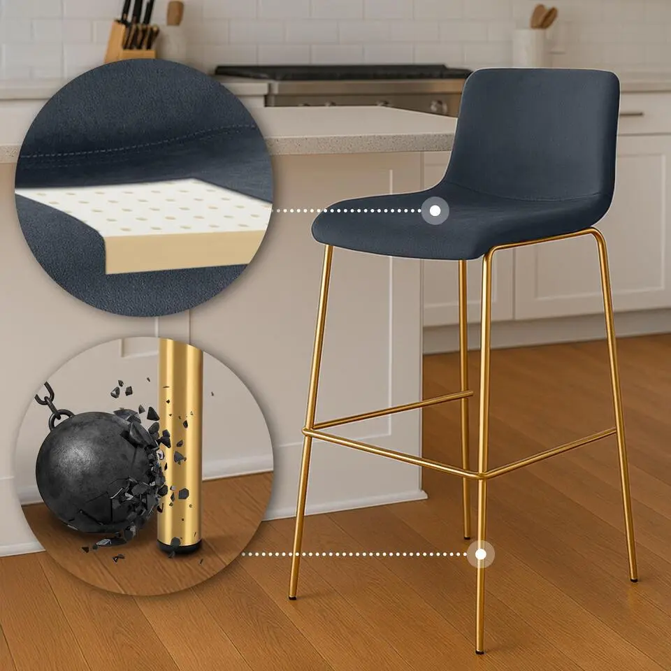 CLP Barkruk Hoover goud Frame - Fluweel - zwart