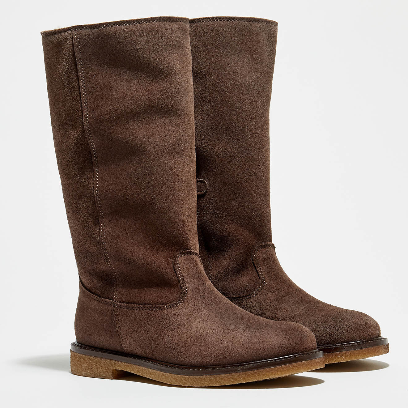 Bonpoint Bottes Wild en Velours de Cuir marron