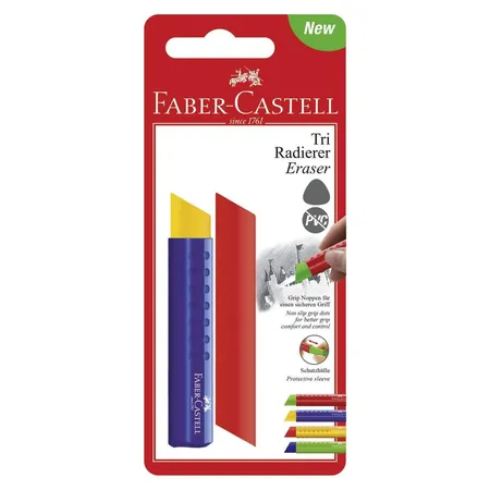 Faber-Castell Tri Radierer in Schutzhülle, 1 Stück, farblich sortiert