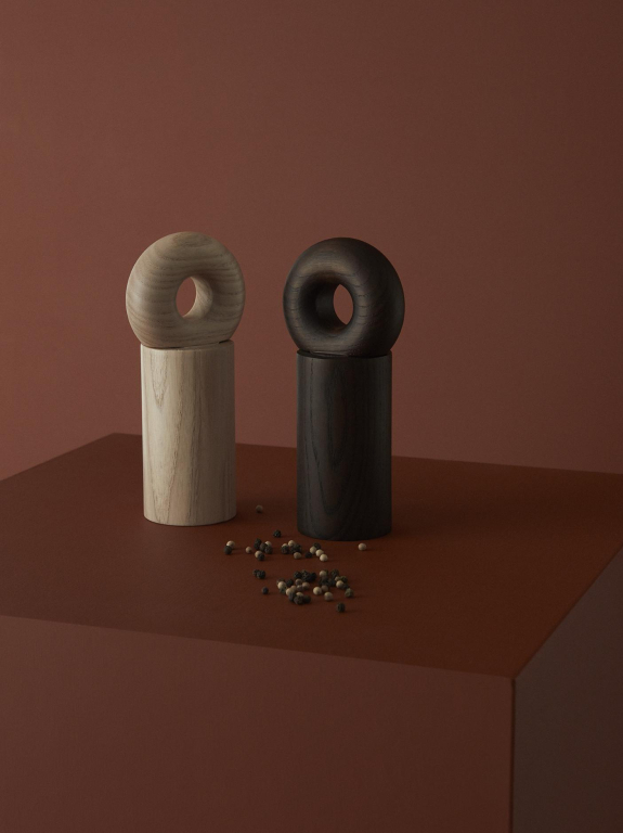 OYOY Hoop peper- en zoutmolen donker essenhout
