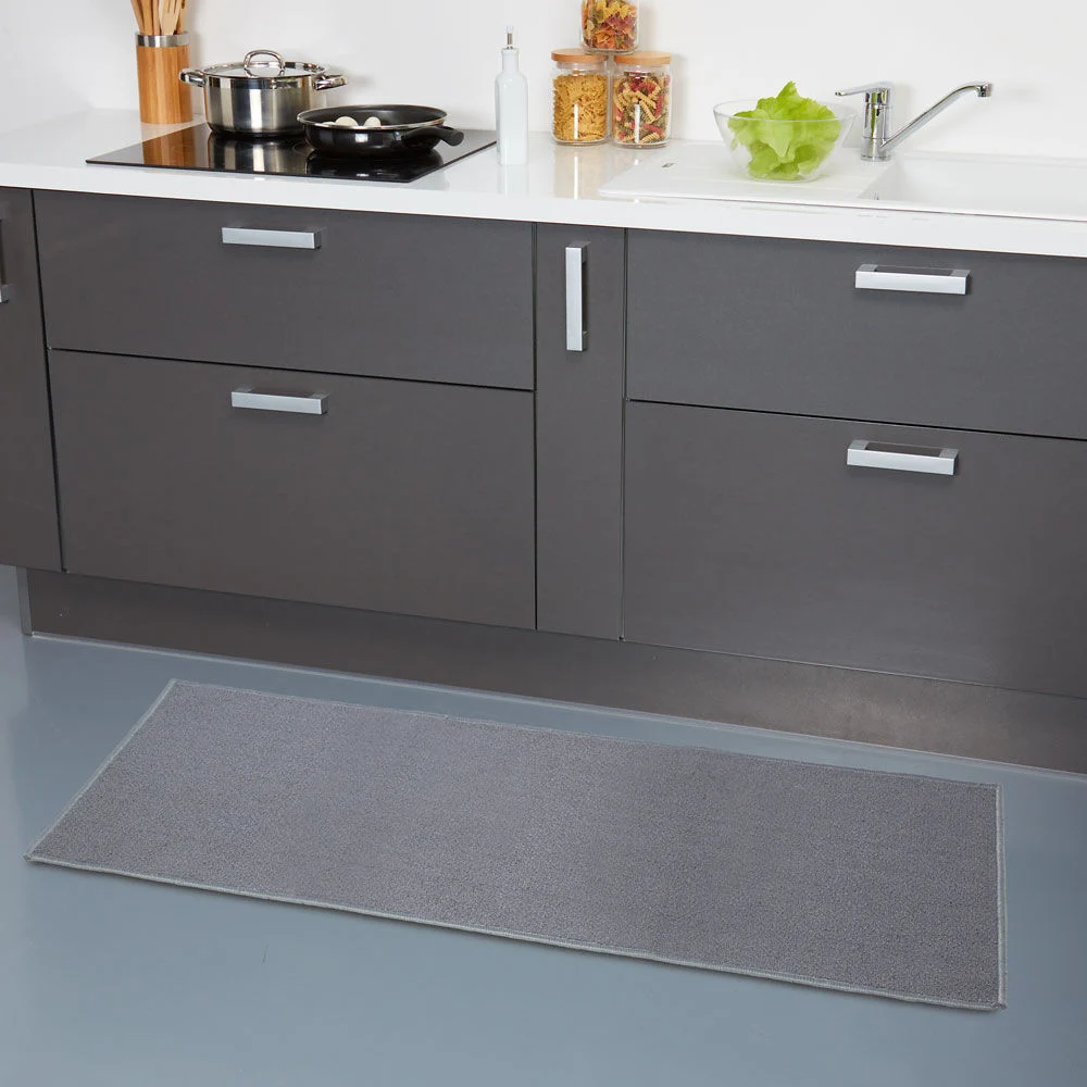 Tapis de cuisine gris uni