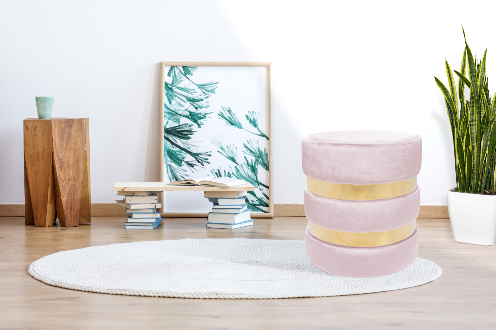 Polsterhocker NOVALIE - rosa-gold - Ø 37 cm