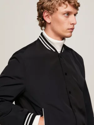 Jaqueta bomber com listras contrastantes