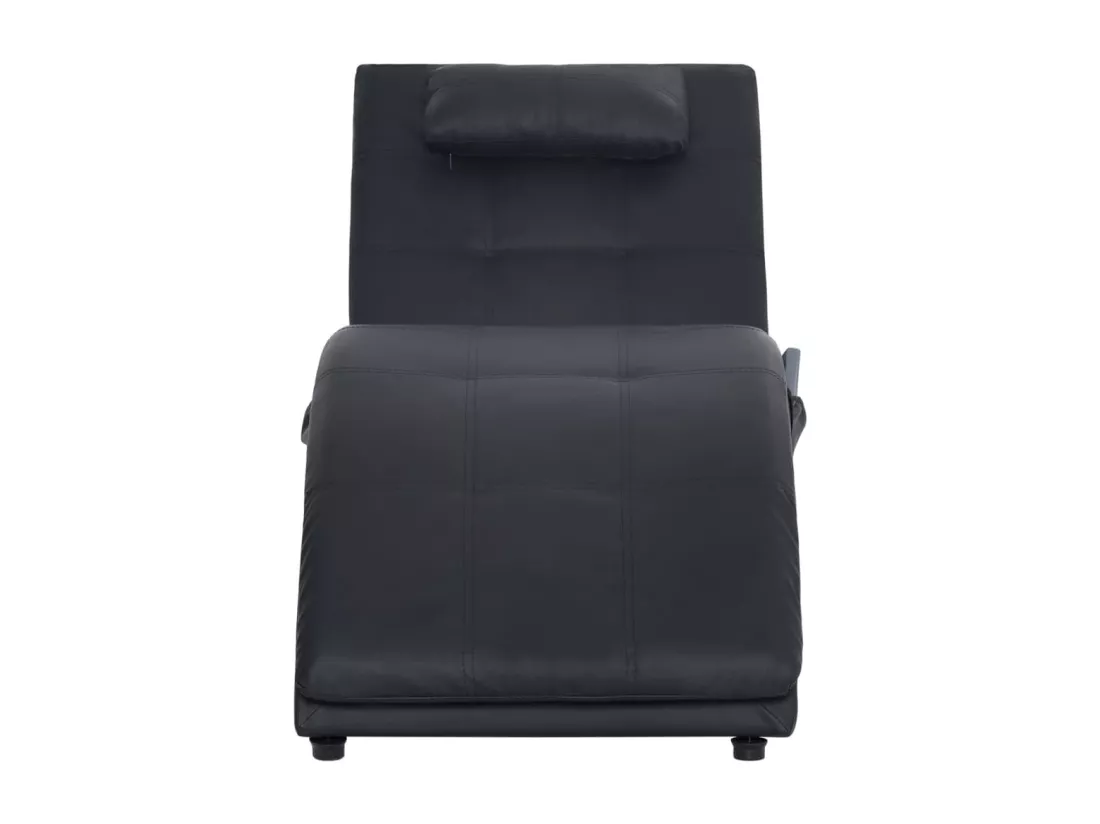 Prolenta Premium - Chaise longue de massage avec oreiller Noir Similicuir