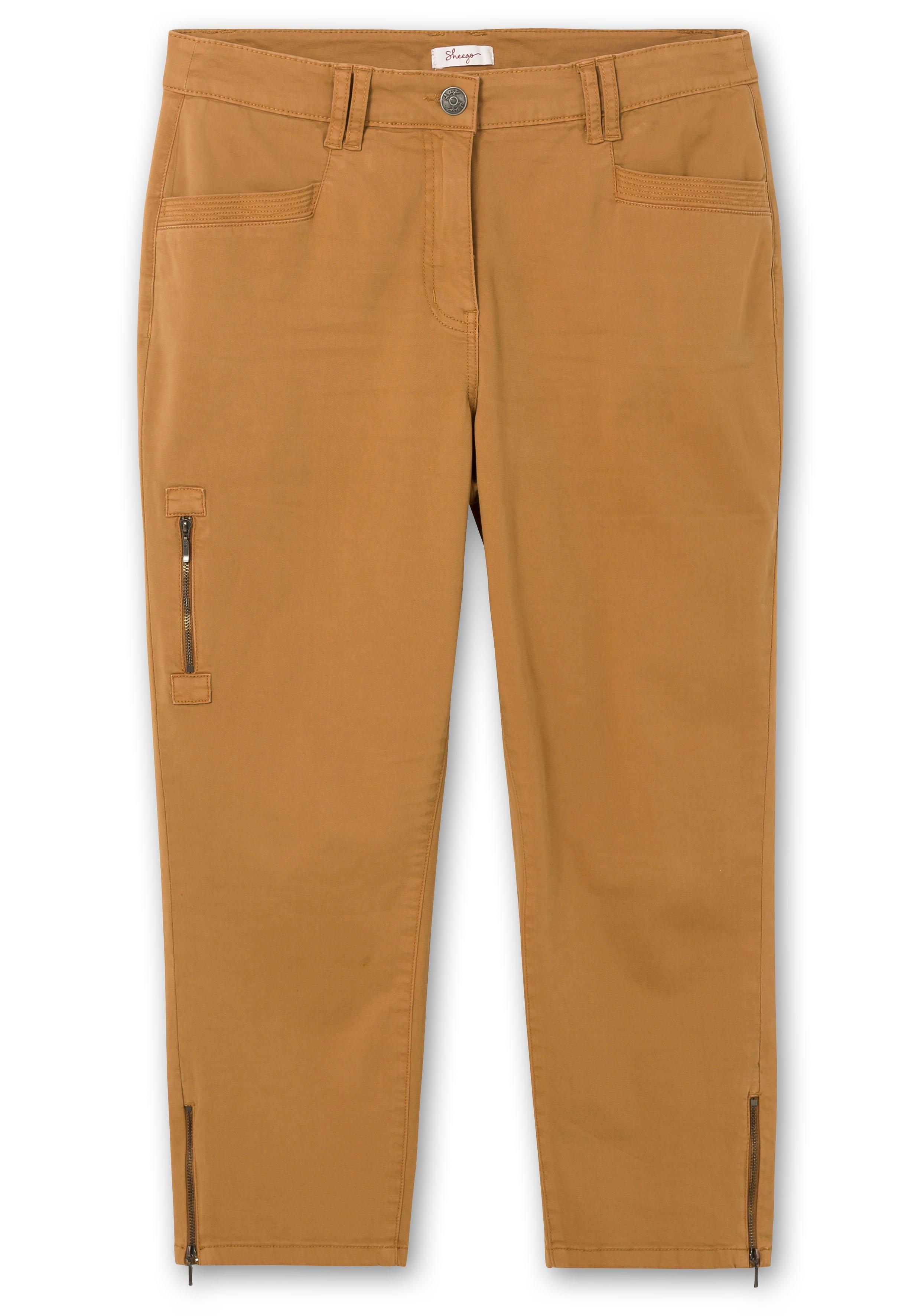 Schmale Twill-Hose in 7/8-Länge, mit Zipper-Details