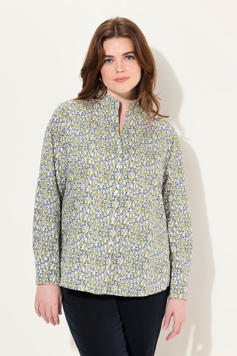 Bluse, Kelchkragen, bedruckt, Langarm