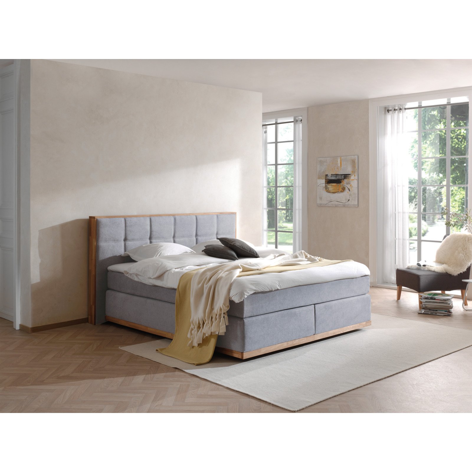 Boxspringbett Leonie 160 x 200 cm, grau
