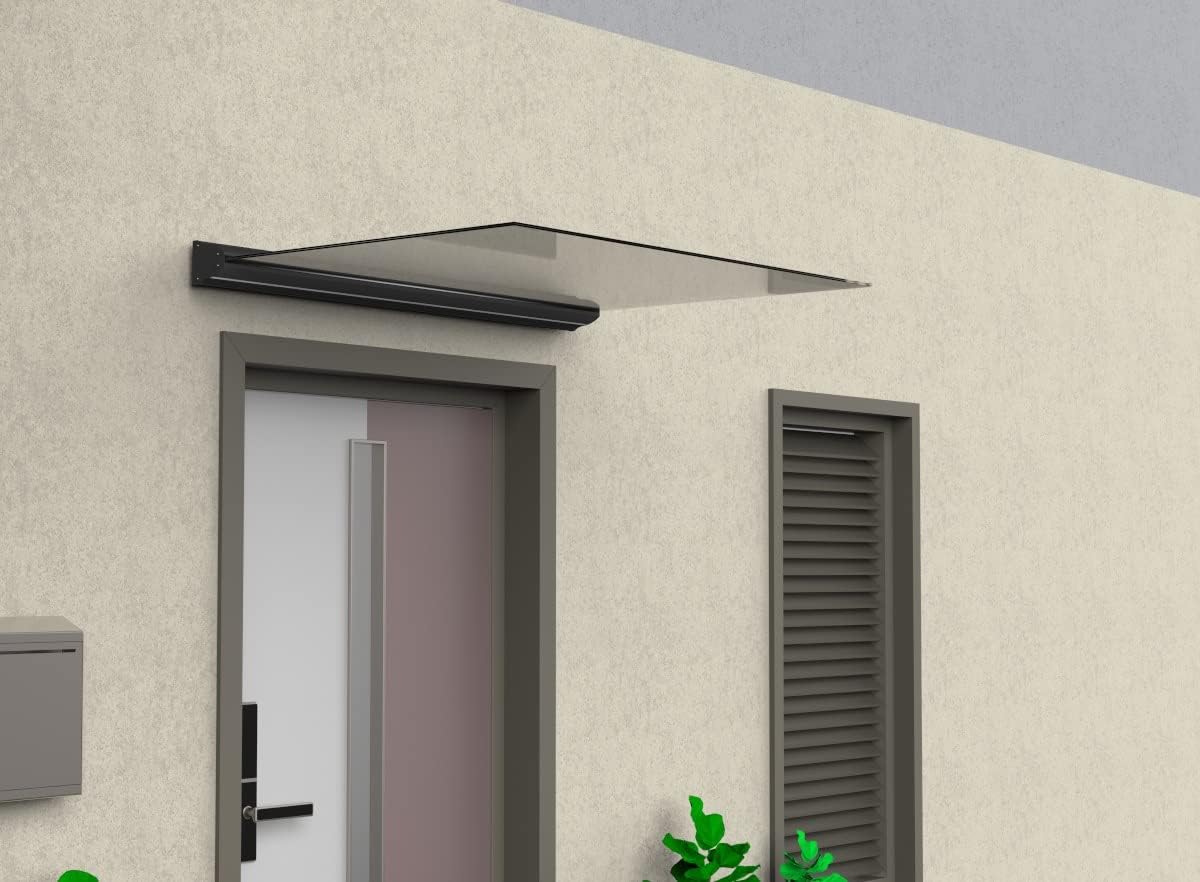SCHARTEC Glas Vordach mit LED Beleuchtung - Hochwertige Haustür Überdachung mit beleuchteter Glasplatte und Bewegungsmelder - Haustürvordach - Glasvordach