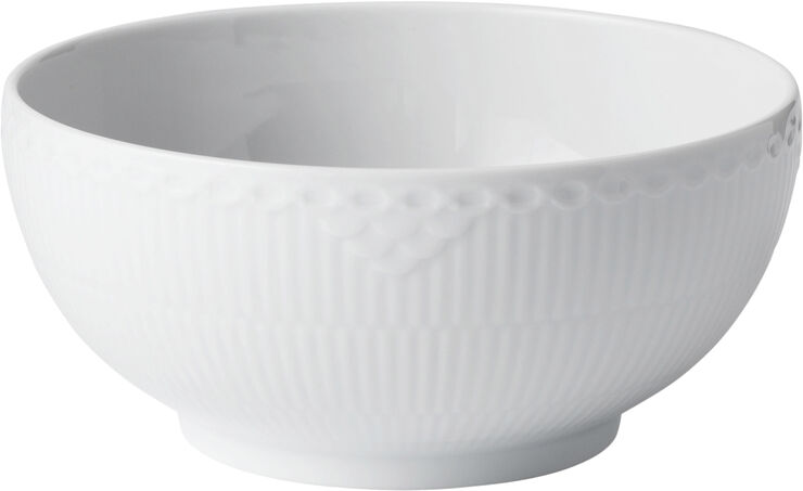Royal Copenhagen HVID RIFLET HALVBLONDE SKÅL 18 CM Hvid