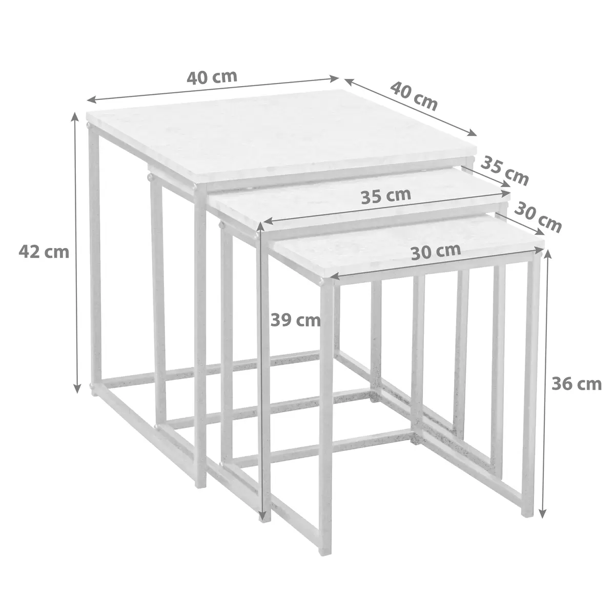 Beistelltisch 3er Set Rock Betonoptik