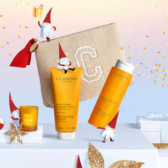 Coffret Rituel Bien-être Tonic : Baume-Huile Hydratant, Bain aux plantes, Bougie