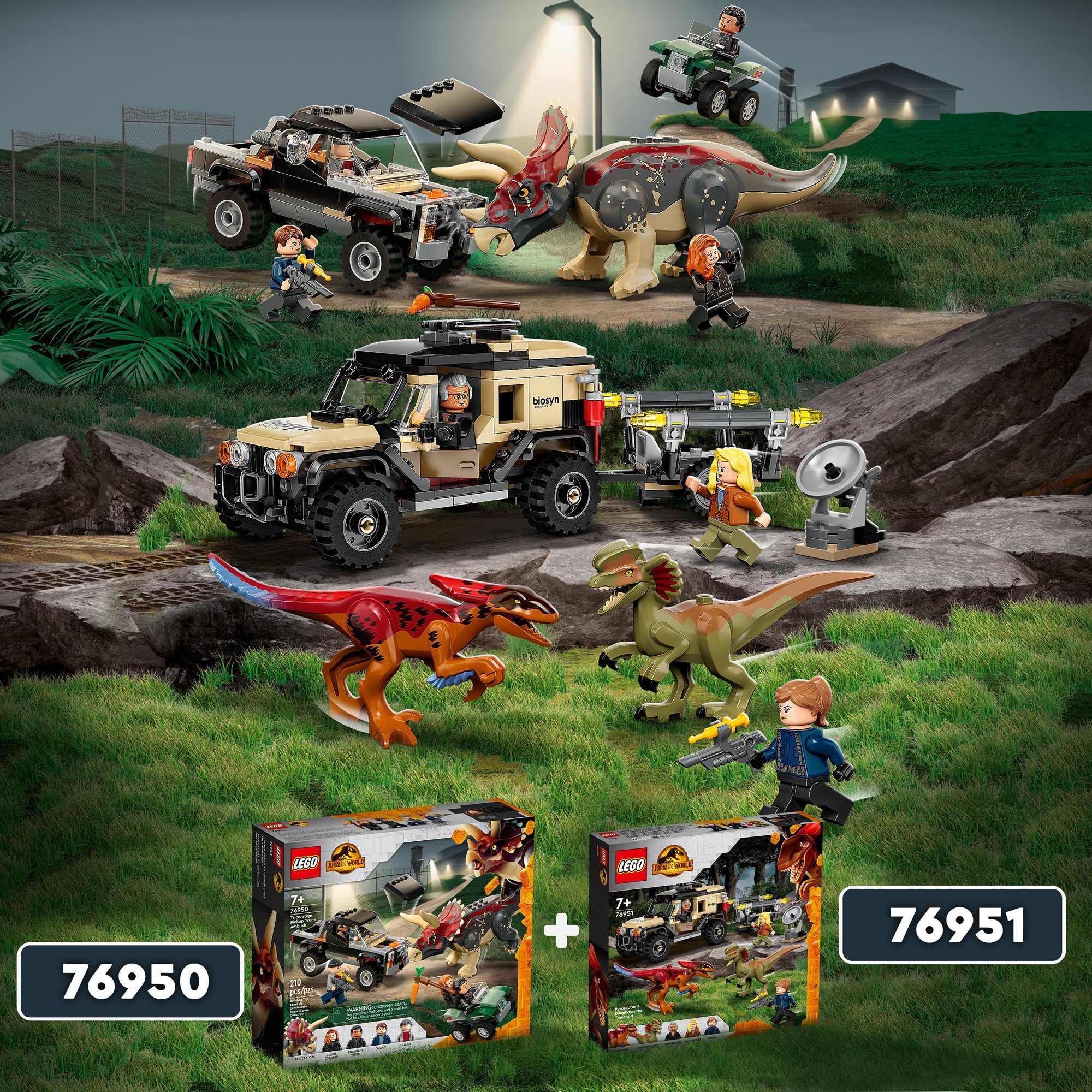 LEGO Konstruktionsspielzeug Jurassic World Pyroraptor & Dilophosaurus Transport