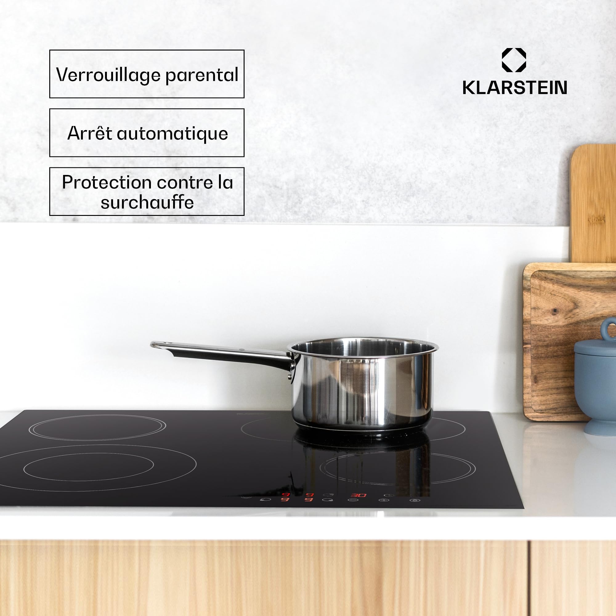 Klarstein Plaque Induction 6500W, Plaque de Cuisson Electrique à Induction, Plaque Induction Encastrées 4 feux, Tables de Cuisson, Plaques chauffantes