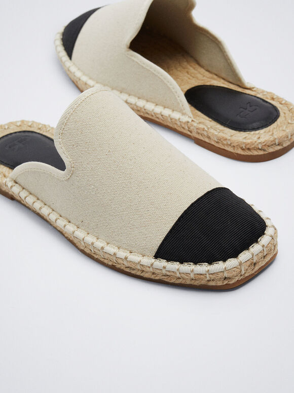 Mules de juta bicolor - Branco