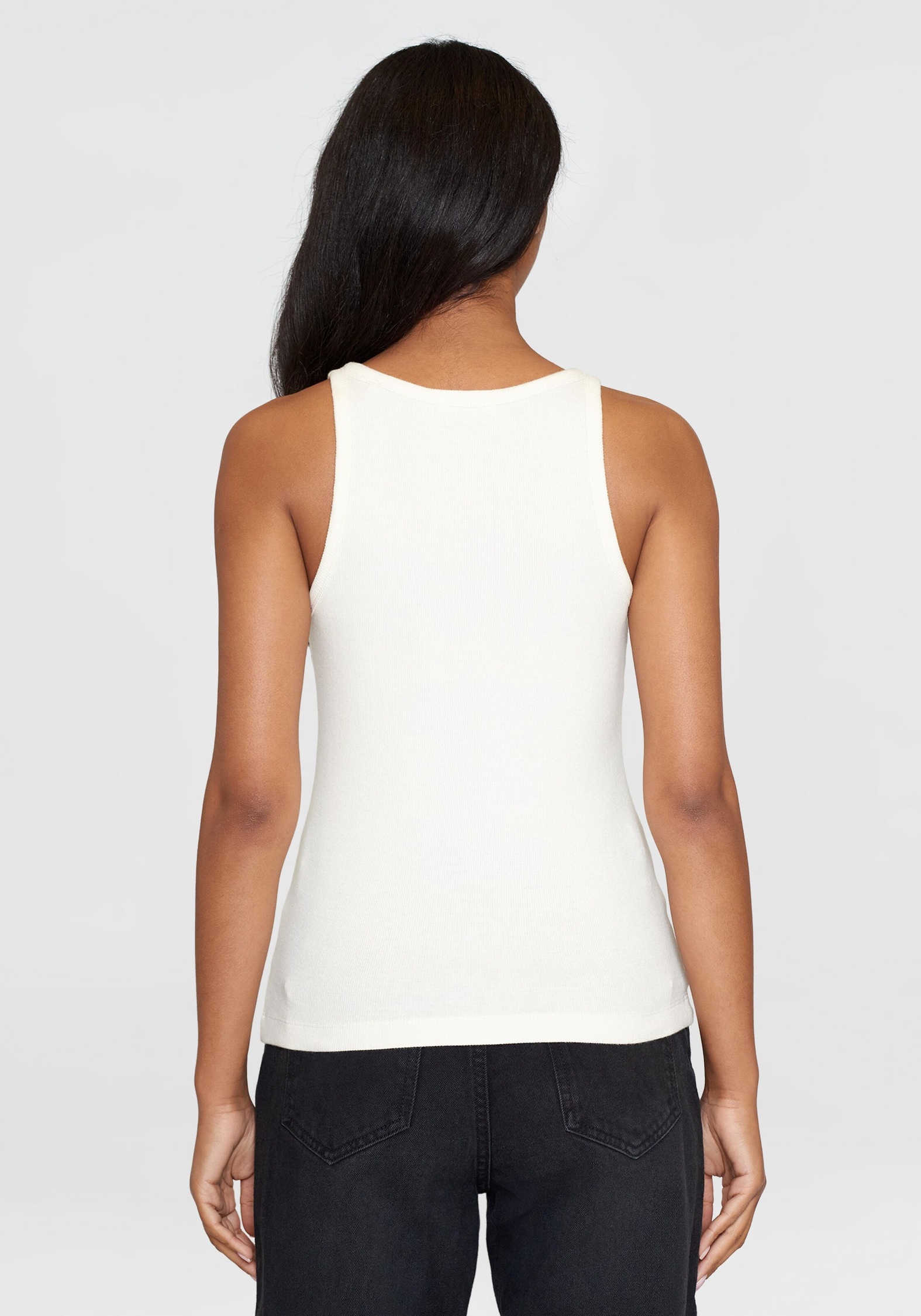 Knowledge Cotton Apparel Top Racer Rib Star White