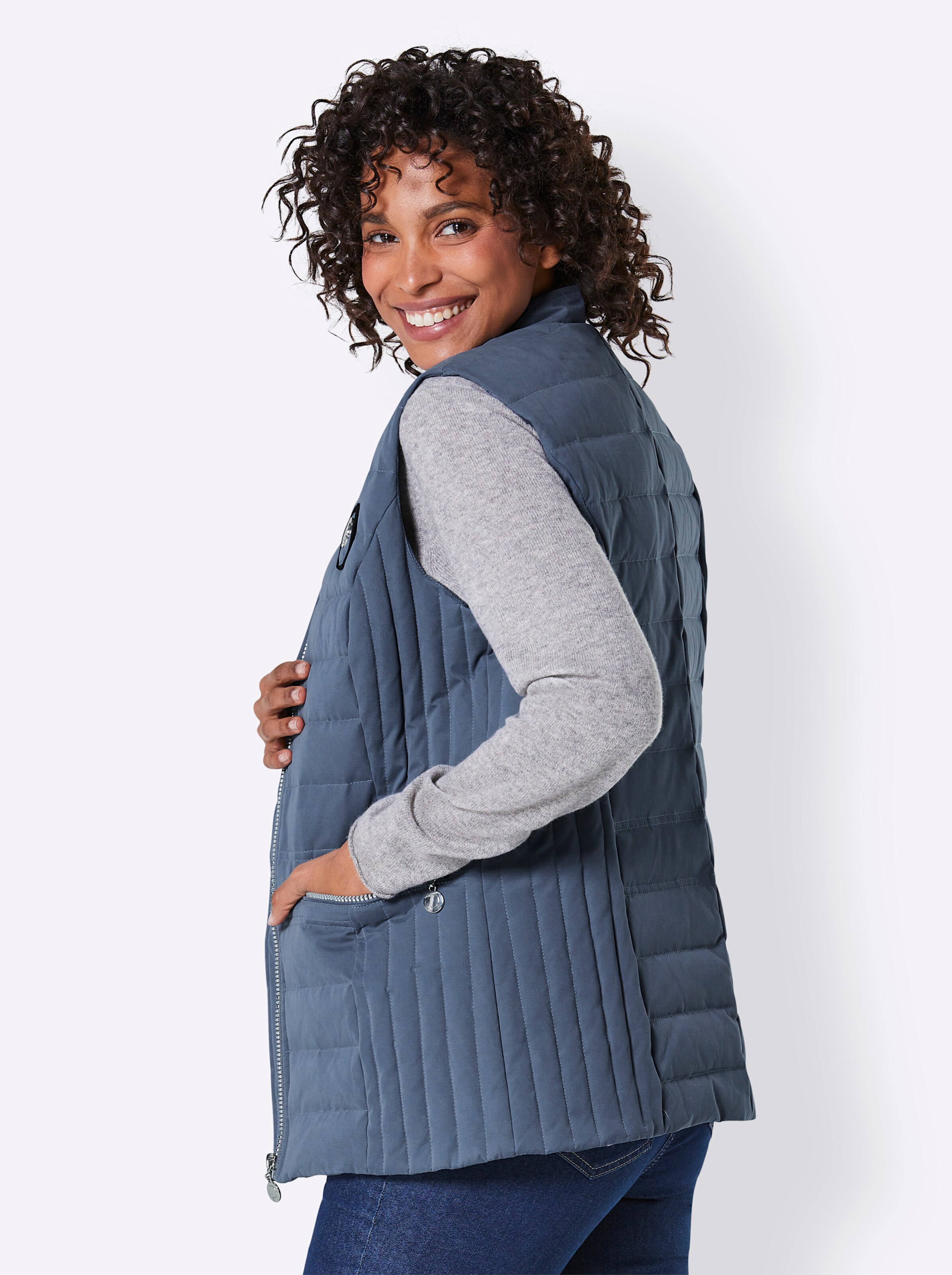 CREATION L PREMIUM Daunen-Weste in rauchblau