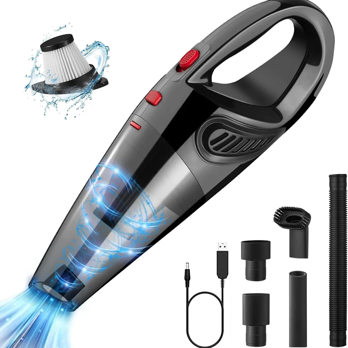 Aspirateur de table sans fil rechargeable 8000PA rouge noir Vendos85