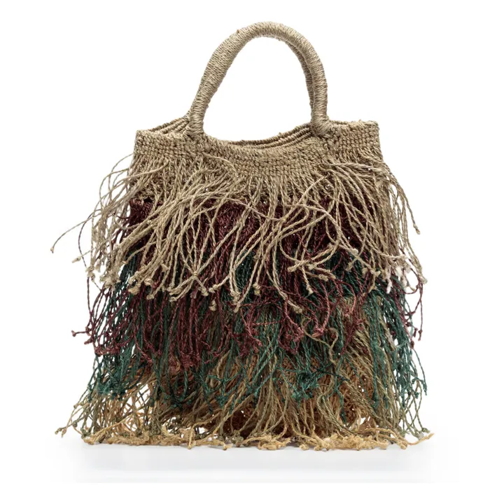 Maison Bengal Sac Jute Macramé Franges Multicolore | Marron