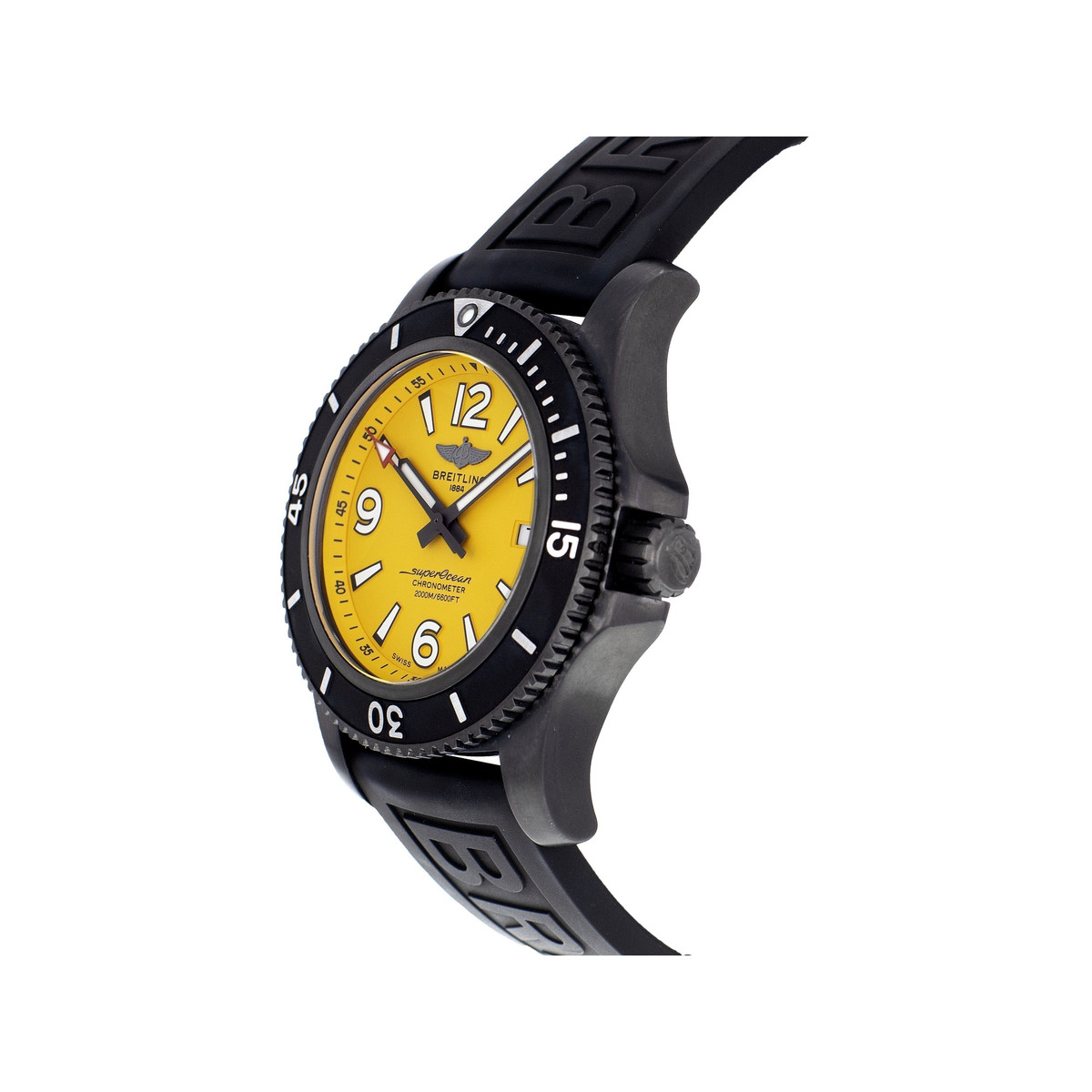 Montre d'occasion Breitling SuperOcean homme automatique acier bracelet caoutchouc noir