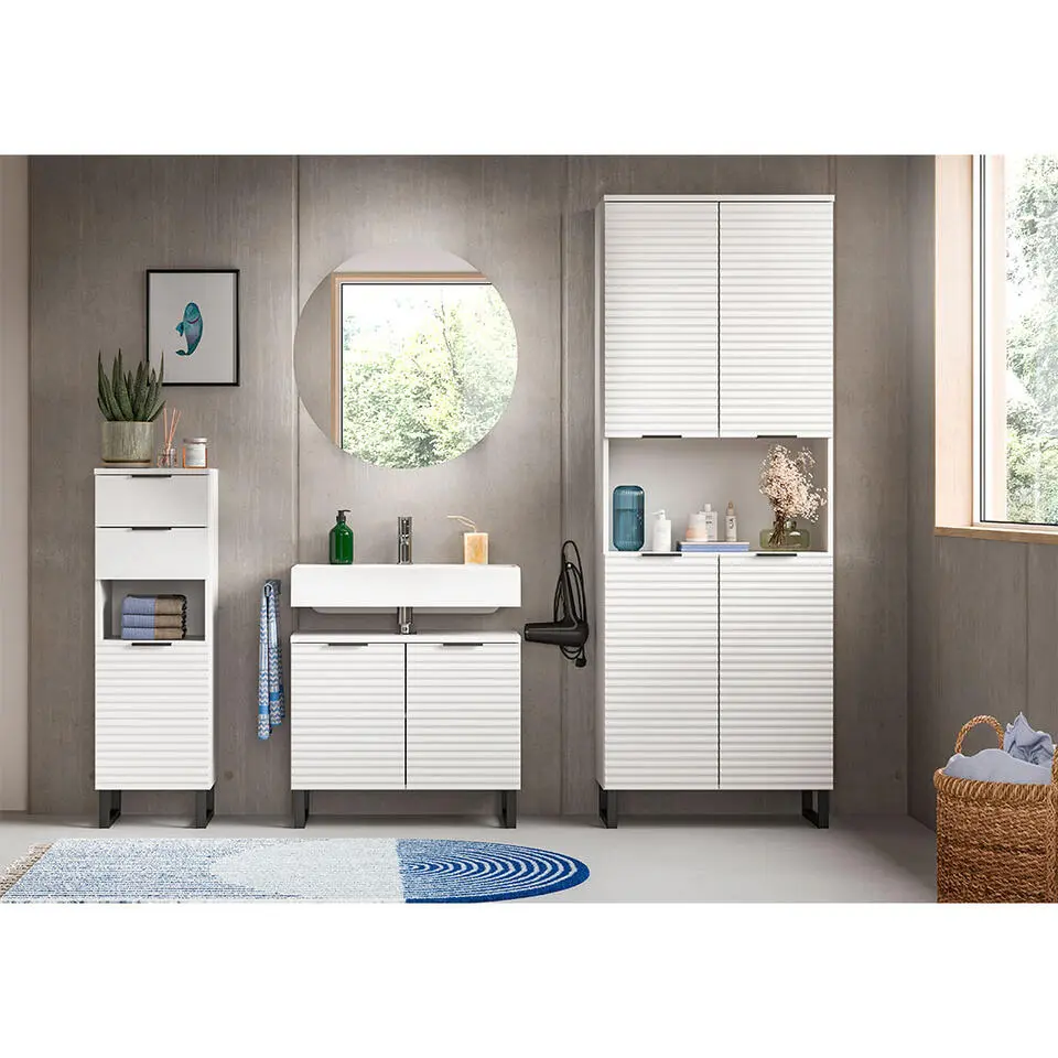 Hioshop Riff kolomkast 4 deuren 1 vak wit