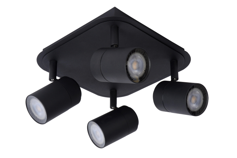 Lucide Lennert 4 spot LED badkamer IP44 zwart