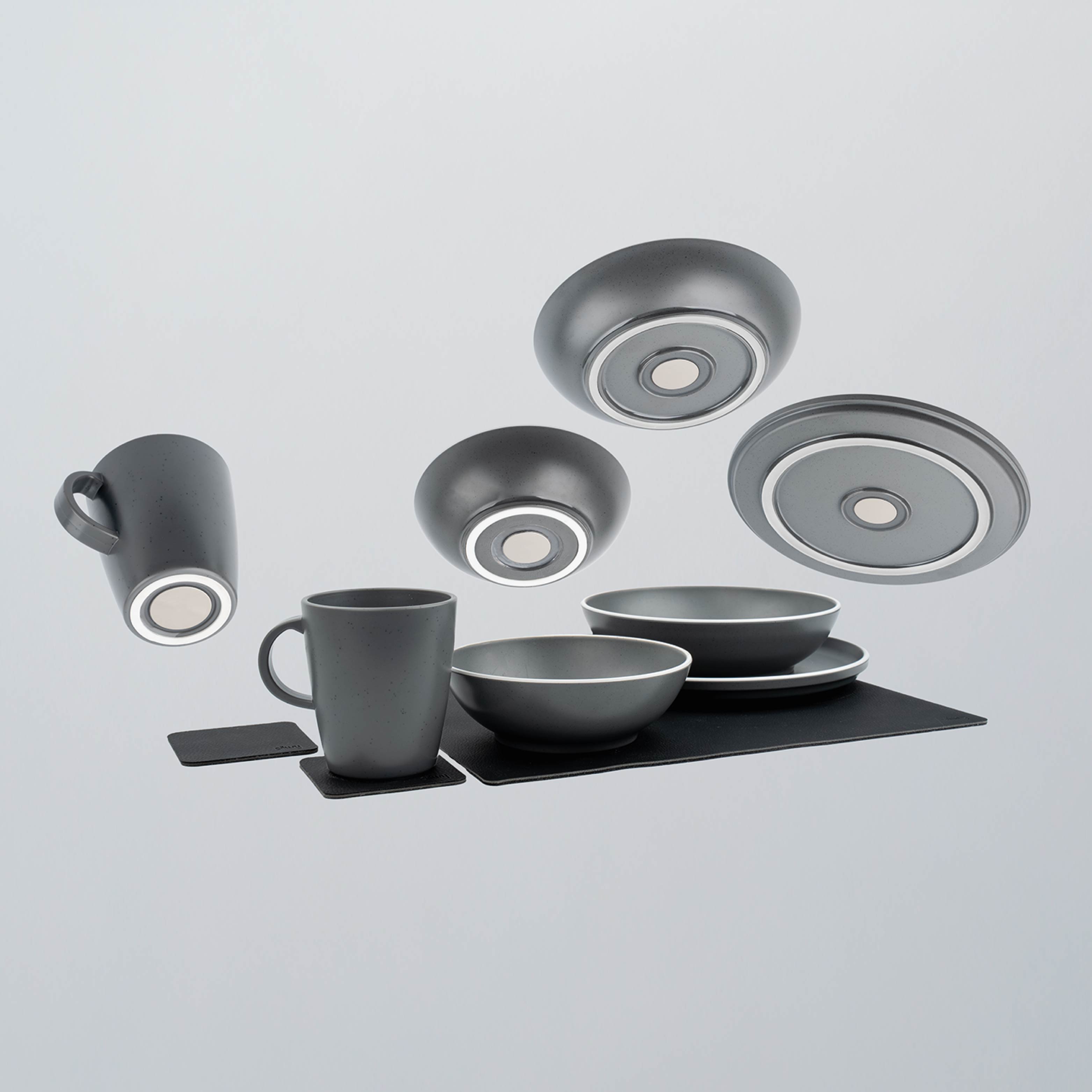 Silwy Dolomit 11-delig magnetisch kunststof serviesset - Grey