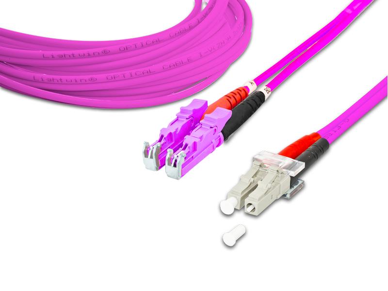 Lightwin LWL-Patchkabel Multimode LSH – LC, OM4, Duplex, 7 Multimode LSH (E2000 kompatibel)-LC OM4 7 m