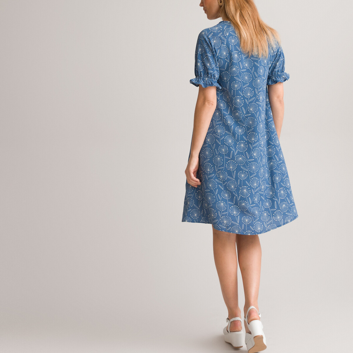 ANNE WEYBURN<br>Vestido florido, estampa floral, comprimento midi