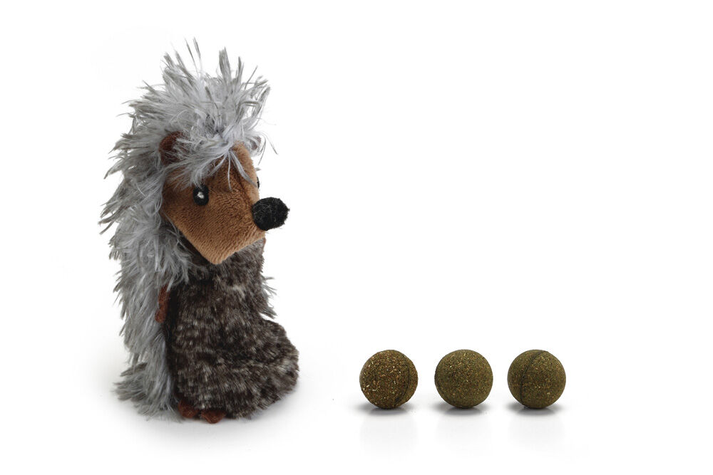 Beeztees Egel Pluche met Catnip ballen - Kattenspeeltje