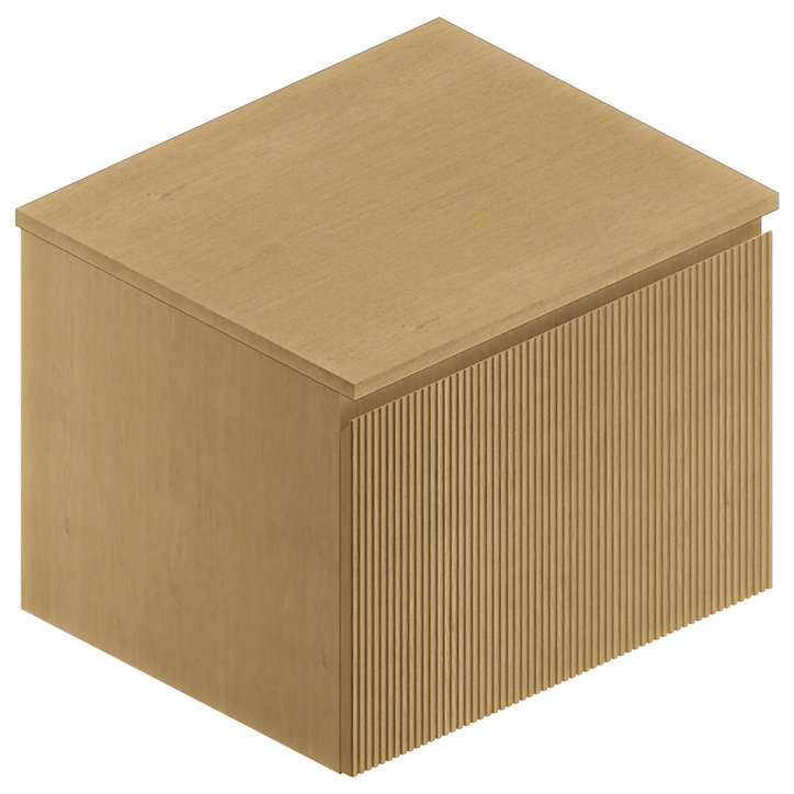Meuble sous vasque à suspendre Pura placage chêne clair strié 60 cm + Plan de toilette