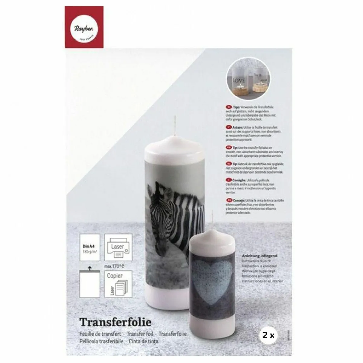 rayher Feuilles de Transfert A4 pour Bougie