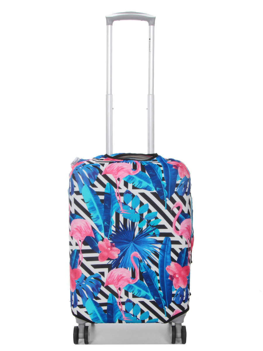 Housse de valise Periea Black & White Stripes with Flamingos S